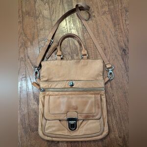 Roots Canada Brown distressed rustic leather convertible bag Large